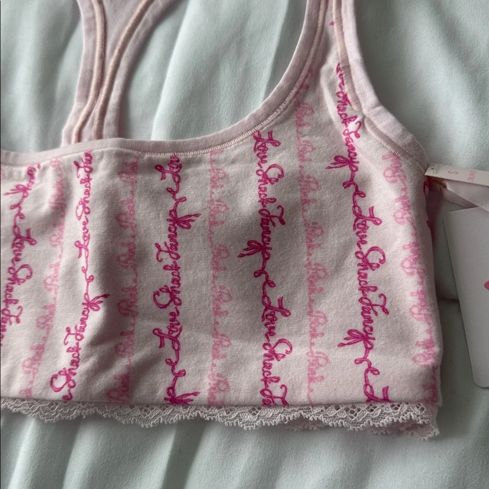 PINK X LOVESHACKFANCY Cotton Racerback Bralette Size S NWT - Picture 5 of 6